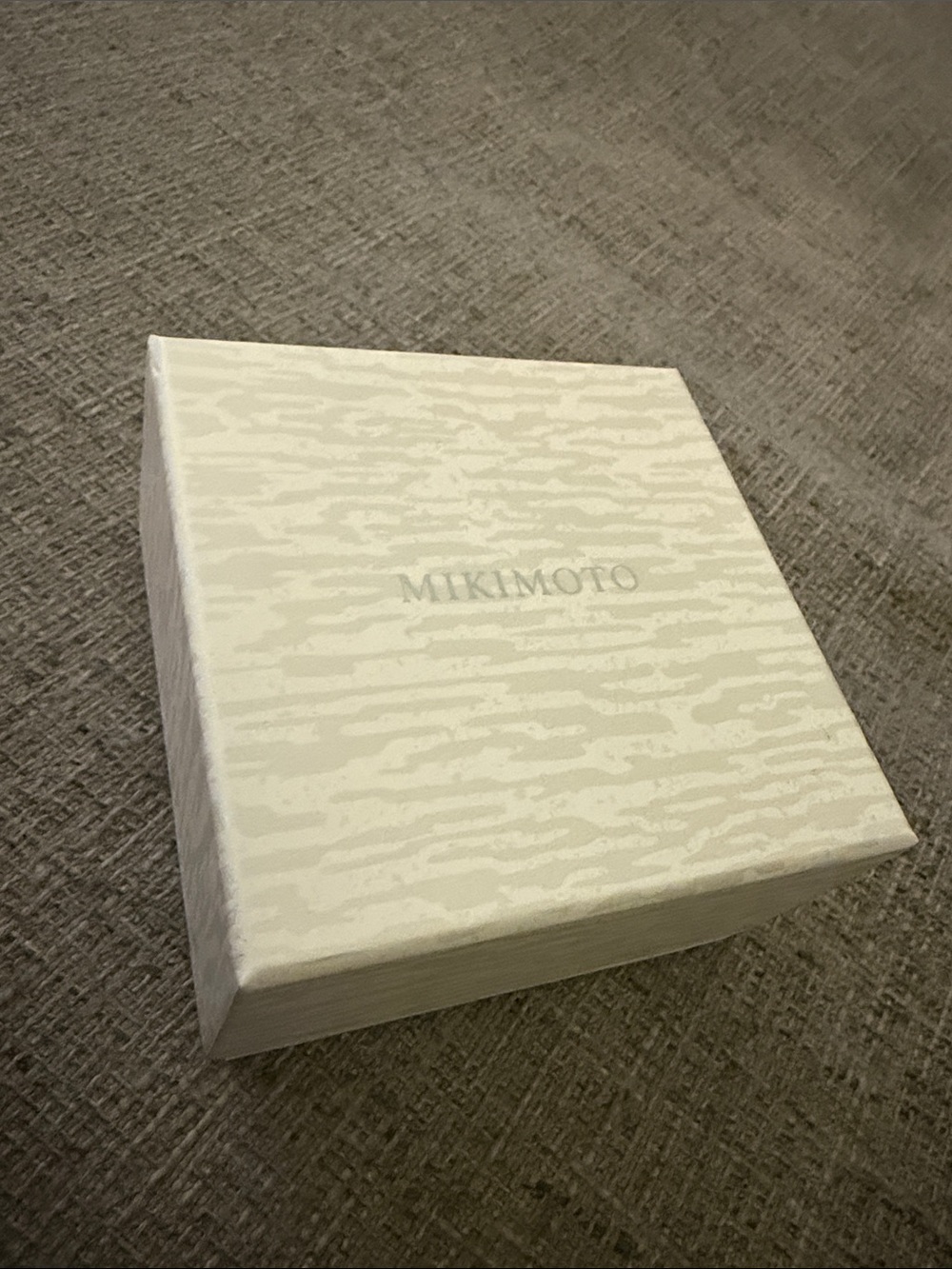 Mikimoto Cream Textured Jewelry Box with Subtle Pattern